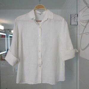 Anne Fontaine Paris White Linen Button Down Shirt Blouse--Size 3